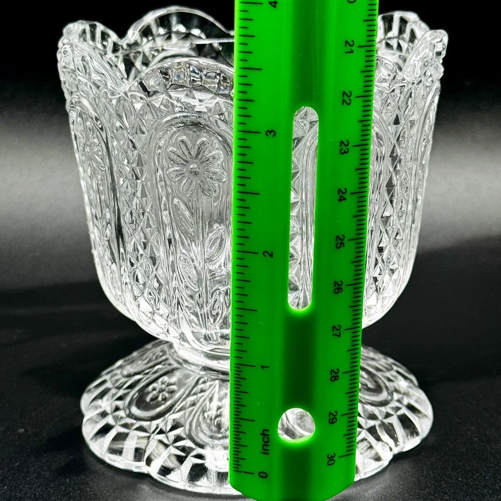 Vintage Avon Fostoria Daisy Diamond Point Footed Candy Dish Vase Candle Holder